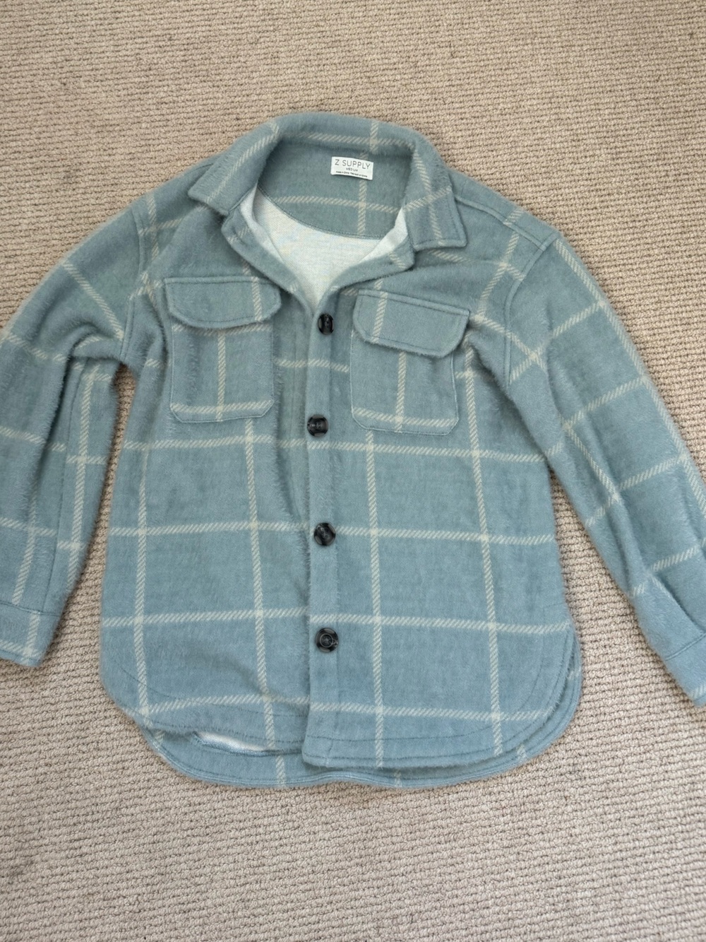 Z Supply Seafoam Green Plaid Button-Front Jacket